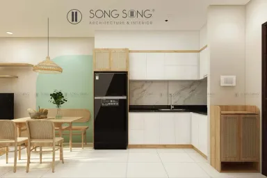 Phòng bếp Phòng ăn - Cải tạo Căn hộ Bcons Bình Dương - Phong cách Color Block