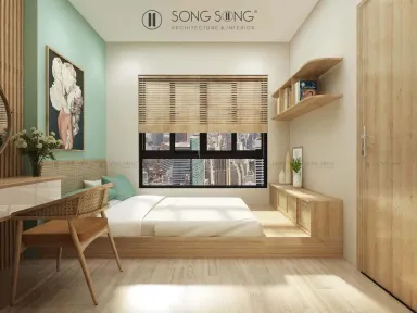 Phòng ngủ - Cải tạo Căn hộ Bcons Bình Dương - Phong cách Color Block