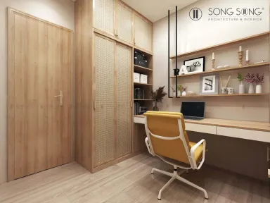 Phòng làm việc - Cải tạo Căn hộ Bcons Bình Dương - Phong cách Color Block