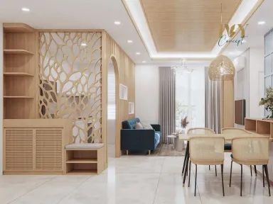 Phòng ăn Lối vào - Căn Hộ Mẫu 2PN Mia Trung Sơn - Phong cách Scandinavian + Modern