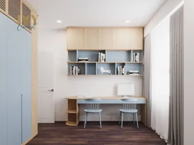 Phòng ngủ Phòng làm việc - Căn Hộ Mẫu 2PN Mia Trung Sơn - Phong cách Scandinavian + Modern