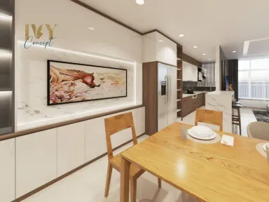 Phòng bếp Phòng ăn - Căn hộ Petro Landmark Quận 2 150m2 (Mr Việt) - Phong cách Modern