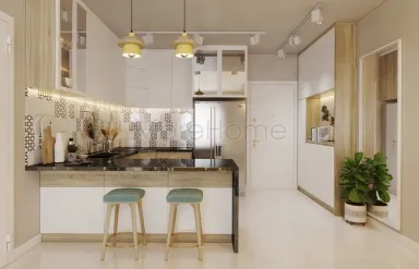 Phòng bếp Lối vào - Căn hộ Park Resident Quận 7 79m2 - Phong cách Scandinavian