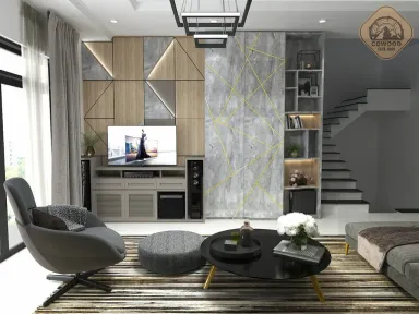 Phòng khách - Villa Mr Tòng 305m2 - Phong cách Neo Classic