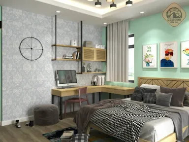 Phòng ngủ Phòng làm việc - Villa Mr Tòng 305m2 - Phong cách Neo Classic
