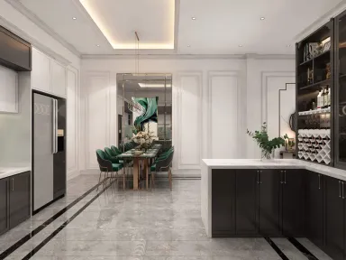 Phòng bếp Phòng ăn - Nhà phố Long An - Phong cách Neo Classic
