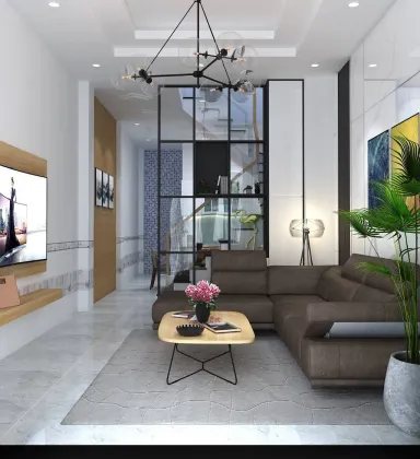 Phòng khách - Nhà phố Gò Vấp - Phong cách Modern + Scandinavian