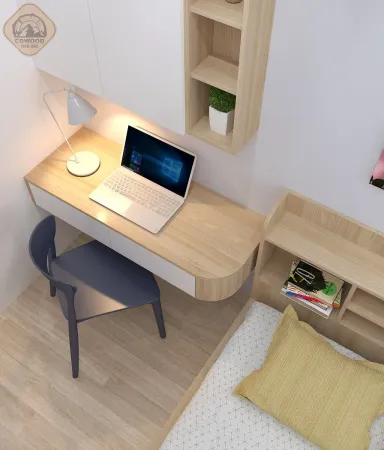 Phòng ngủ Phòng làm việc - Căn hộ Green Town Bình Tân 68m2 - Phong cách Scandinavian