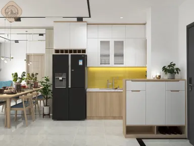 Phòng bếp Lối vào - Căn hộ Green Town Bình Tân 68m2 - Phong cách Scandinavian