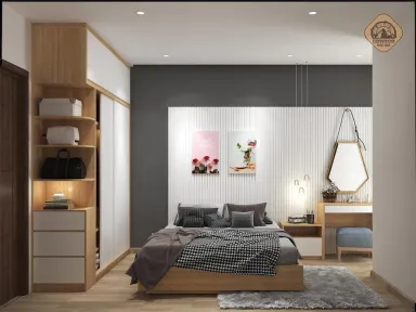 Phòng ngủ - Nhà mẫu Dự án Green Town Bình Tân 68m2 - Phong cách Color Block + Scandinavian