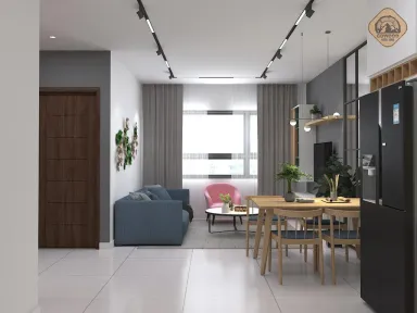 Phòng khách Phòng ăn - Nhà mẫu Dự án Green Town Bình Tân 68m2 - Phong cách Color Block + Scandinavian