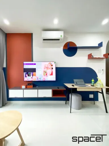 Phòng khách Phòng làm việc - Căn hộ Goldora Plaza Nhà Bè - Phong cách Color Block