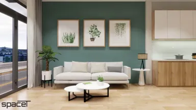 Phòng khách - Nhà phố Quận 12 108m2 - Phong cách Modern + Scandinavian