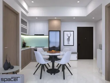 Phòng bếp Phòng ăn - Căn hộ Safira Khang Điền Quận 9 69m2 - Phong cách Scandinavian