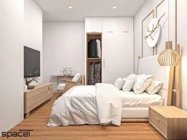 Phòng ngủ - Căn hộ Eco Green Quận 7 49m2 - Phong cách Japandi