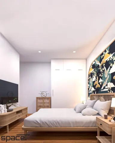 Phòng ngủ - Căn hộ Eco Green Quận 7 49m2 - Phong cách Japandi