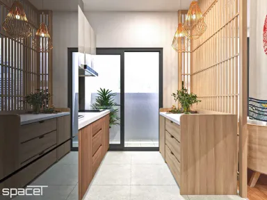 Phòng bếp - Căn hộ Eco Green Quận 7 49m2 - Phong cách Japandi