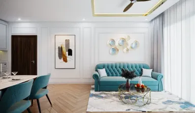 Phòng khách - Căn hộ Compass One Bình Dương 70m2 - Phong cách Neo Classic