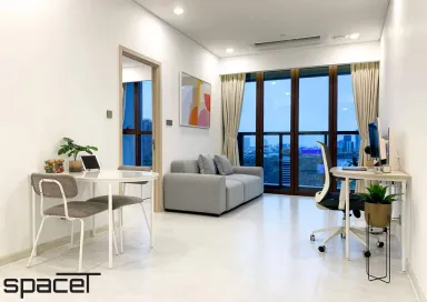 Phòng khách Phòng ăn Phòng làm việc - Căn hộ The Metropole Thủ Thiêm - Phong cách Minimalist