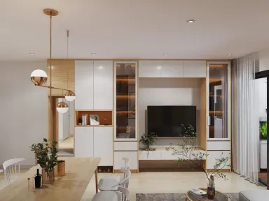 Phòng khách Phòng ăn - Căn hộ Man Thiện C5 Quận 9 - Phong cách Scandinavian