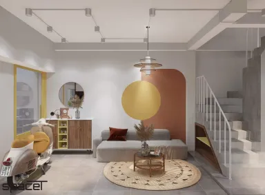 Phòng khách Lối vào - Nhà phố Xô Viết Nghệ Tĩnh - Phong cách Color Block + Scandinavian