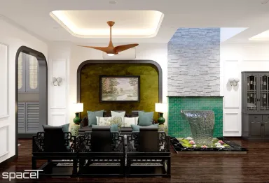Phòng khách - Nhà phố Takara Residence Bình Dương - Phong cách Indochine