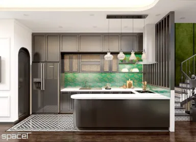 Phòng bếp - Nhà phố Takara Residence Bình Dương - Phong cách Indochine