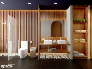 Phòng tắm - Nhà phố Takara Residence Bình Dương - Phong cách Indochine