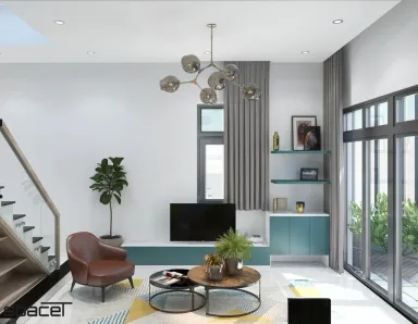 Phòng khách - Nhà phố Gò Vấp 132m2 - Phong cách Modern