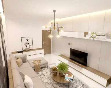 Phòng khách - Nhà phố Quận 11 268m2 - Phong cách Modern + Scandinavian