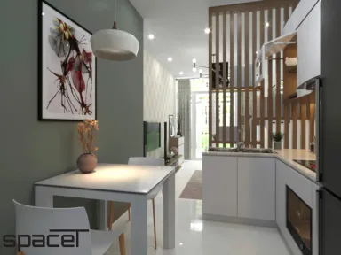 Phòng bếp Phòng ăn - Nhà phố Gò Vấp - Phong cách Scandinavian + Modern