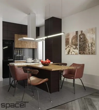 Phòng bếp Phòng ăn - Căn hộ Midtown 1PN - Phong cách Modern