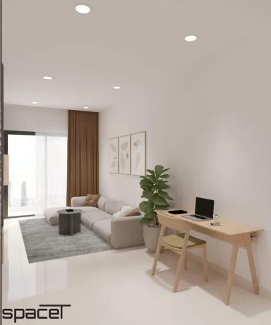Phòng khách Phòng làm việc - Căn hộ The Sun Avenue Quận 2 51m2 - Phong cách Modern