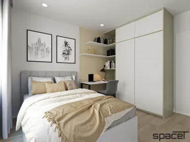 Phòng ngủ - Căn hộ Masteri T5 Thảo Điền 71m2 - Phong cách Color Block + Scandinavian
