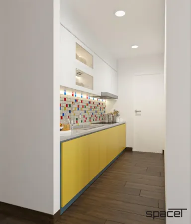 Phòng bếp - Cải tạo Căn hộ SaigonLand Bình Thạnh 68m2 - Phong cách Color Block