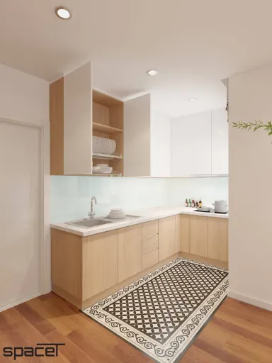 Phòng bếp - Nhà phố Quận 1 45m2 - Phong cách Modern + Scandinavian