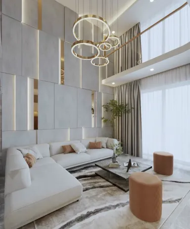 Phòng khách - Nhà phố Quận 7 200m2 - Phong cách Modern
