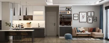Phòng khách Phòng bếp - Căn hộ Masteri Thảo Điền Quận 2 - Phong cách Modern