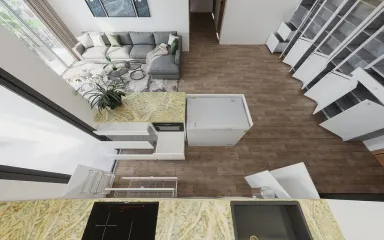 Phòng khách Phòng bếp - Căn hộ Emerald Celadon City 100m2 - Phong cách Modern