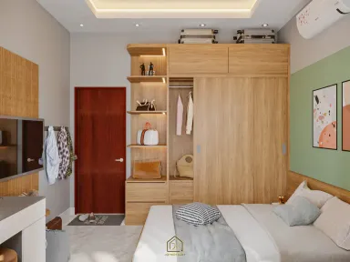 Phòng ngủ - Phòng ngủ Nhà phố Lương Văn Can Quận 8 - Phong cách Color Block