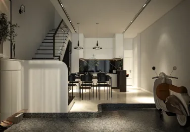 Phòng bếp Phòng ăn Lối vào - Nhà phố đường Phạm Văn Bạch - Phong cách Modern