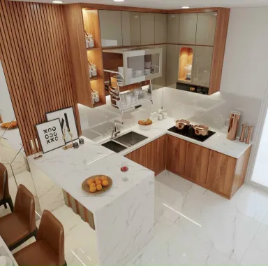 Phòng bếp - Căn hộ Diamond Riverside Quận 8 - Phong cách Modern
