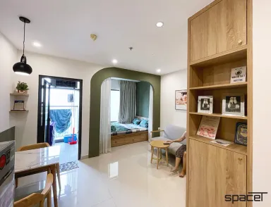 Phòng ngủ Phòng khách Phòng ăn - Căn hộ studio The Rainbow (Vinhomes) - Phong cách Scandinavian