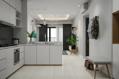 Phòng bếp Lối vào - Căn hộ Gold View Quận 4 - Phong cách Scandinavian
