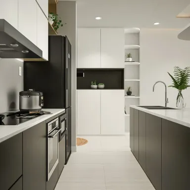 Phòng bếp Lối vào - Căn hộ The Tresor Quận 4 - Phong cách Modern + Minimalist