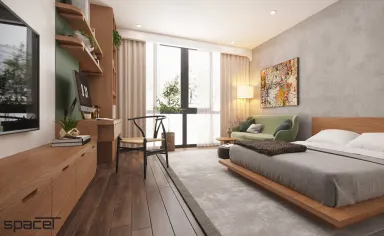 Phòng ngủ Phòng làm việc - Phòng ngủ 30m2 Nhà phố Quận 11 - Phong cách Modern