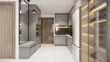Phòng bếp Lối vào - Căn hộ The Origami Vinhomes Q9 - Phong cách Modern
