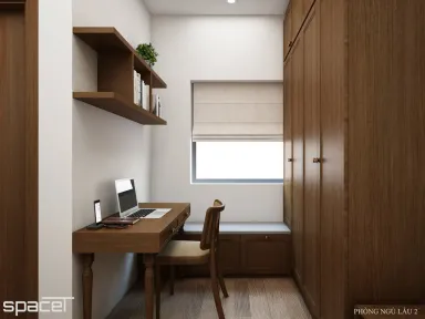 Phòng ngủ Phòng làm việc - Nhà phố Thủ Đức - Phong cách Indochine