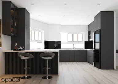 Phòng bếp Quầy bar - Căn hộ chung cư An Phú Apartment Quận 6 - Phong cách Modern