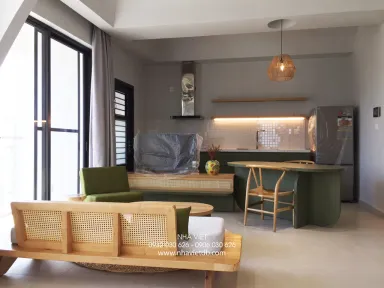 Phòng khách Phòng bếp Phòng ăn - Căn hộ chung cư Hưng Phú Cần Thơ - Phong cách Wabi Sabi